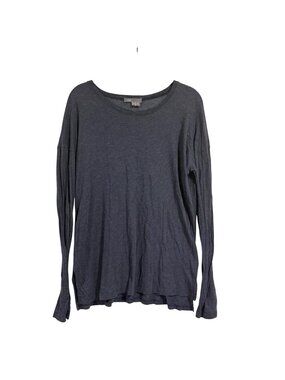 Vince Essential Pima Cotton Modal Long Sleeve Top Heather Navy Blue Size S